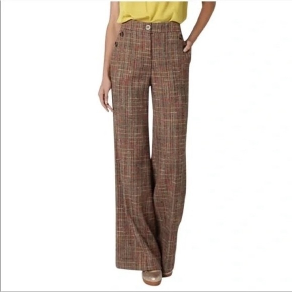 Anthropologie Pants - Anthropologie Cartonnier brown plaid wife-leg pants
